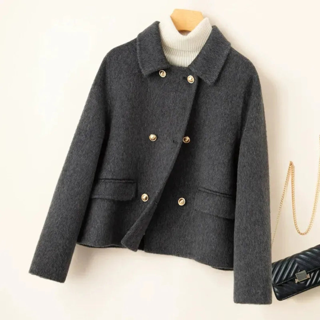 Iris | Cosy Double-Breasted Wool Coat with Doll Collar