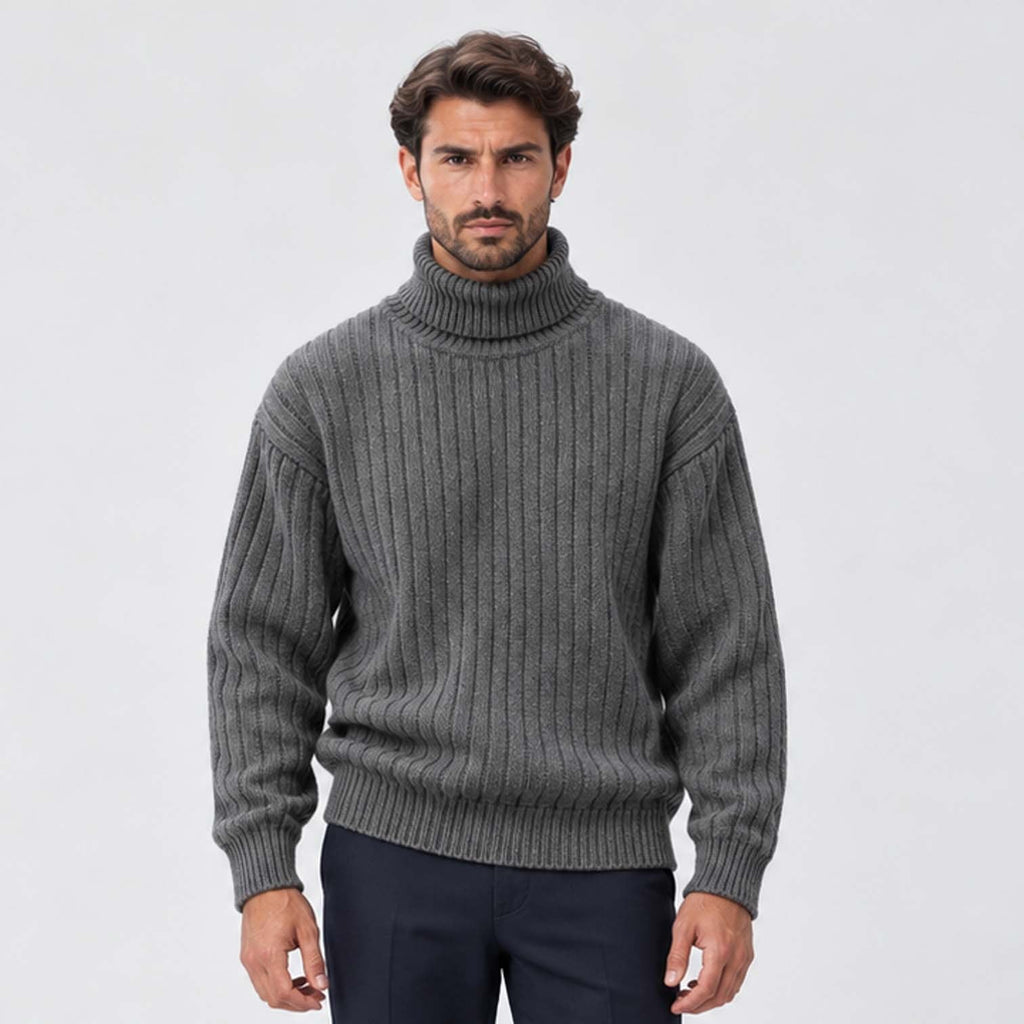 Isaac | Classic Ribbed Roll Neck Mens Knit Jumper
