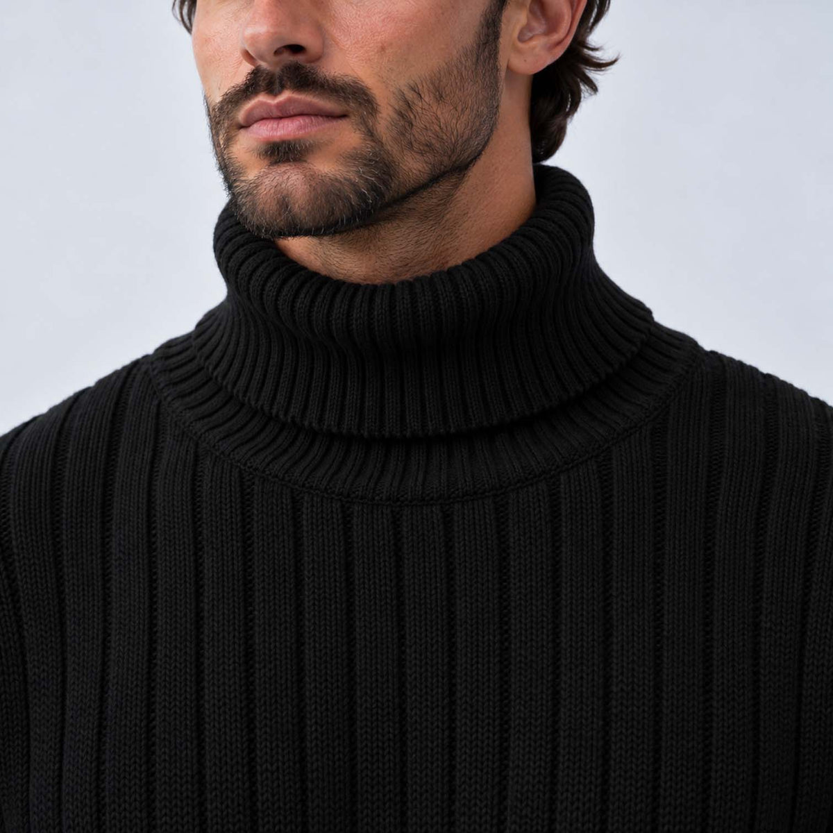 Isaac | Classic Ribbed Roll Neck Mens Knit Jumper