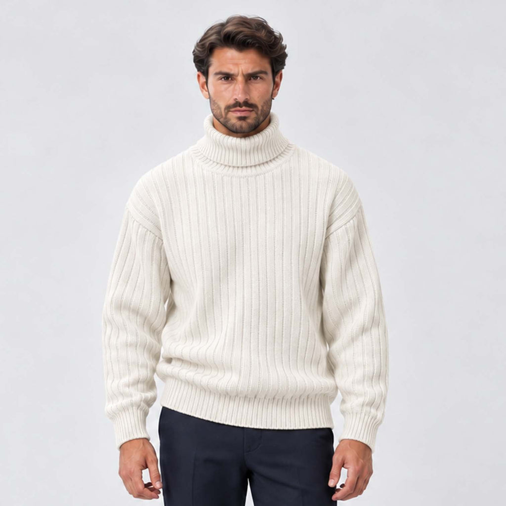 Isaac | Classic Ribbed Roll Neck Mens Knit Jumper