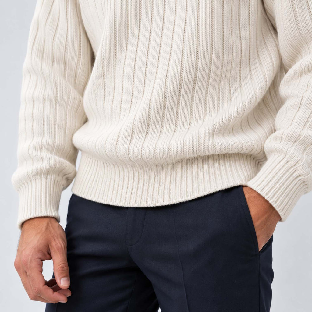Isaac | Classic Ribbed Roll Neck Mens Knit Jumper