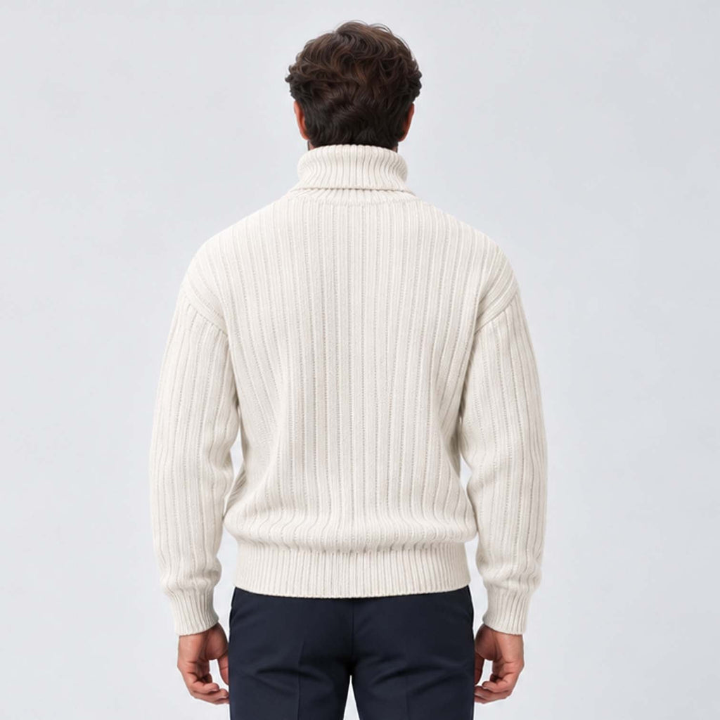 Isaac | Classic Ribbed Roll Neck Mens Knit Jumper
