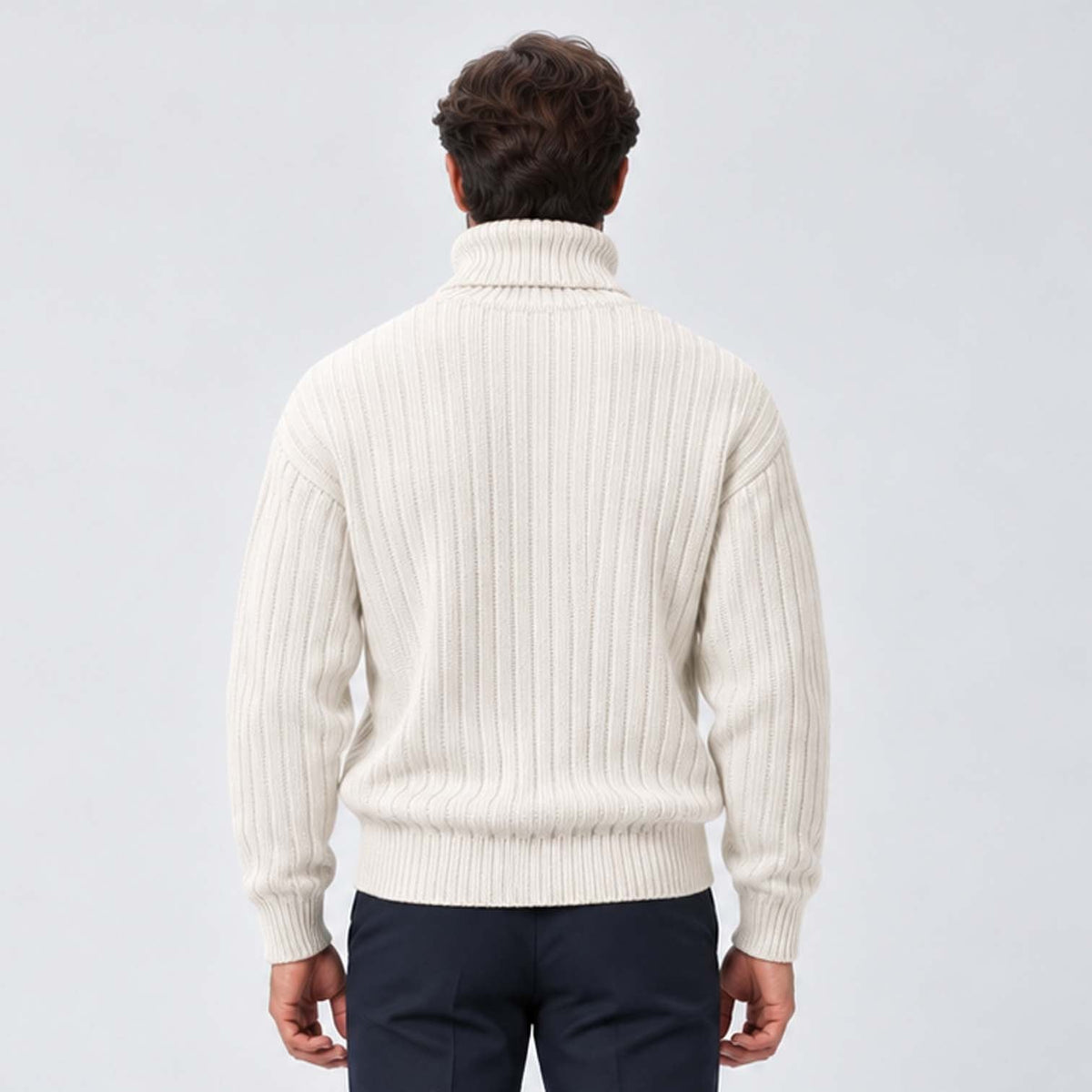 Isaac | Classic Ribbed Roll Neck Mens Knit Jumper