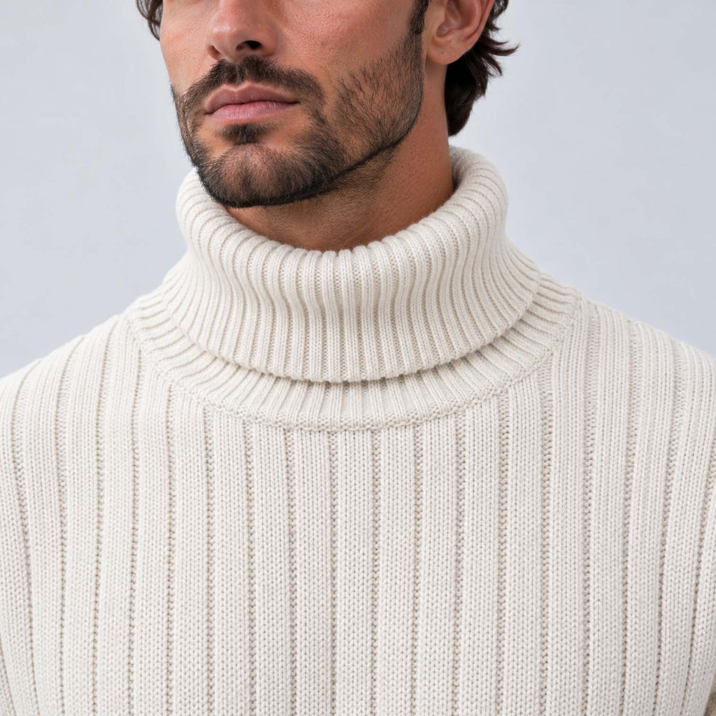 Isaac | Classic Ribbed Roll Neck Mens Knit Jumper