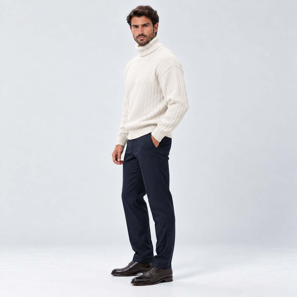 Isaac | Classic Ribbed Roll Neck Mens Knit Jumper