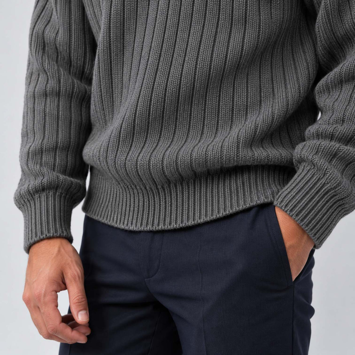 Isaac | Classic Ribbed Roll Neck Mens Knit Jumper