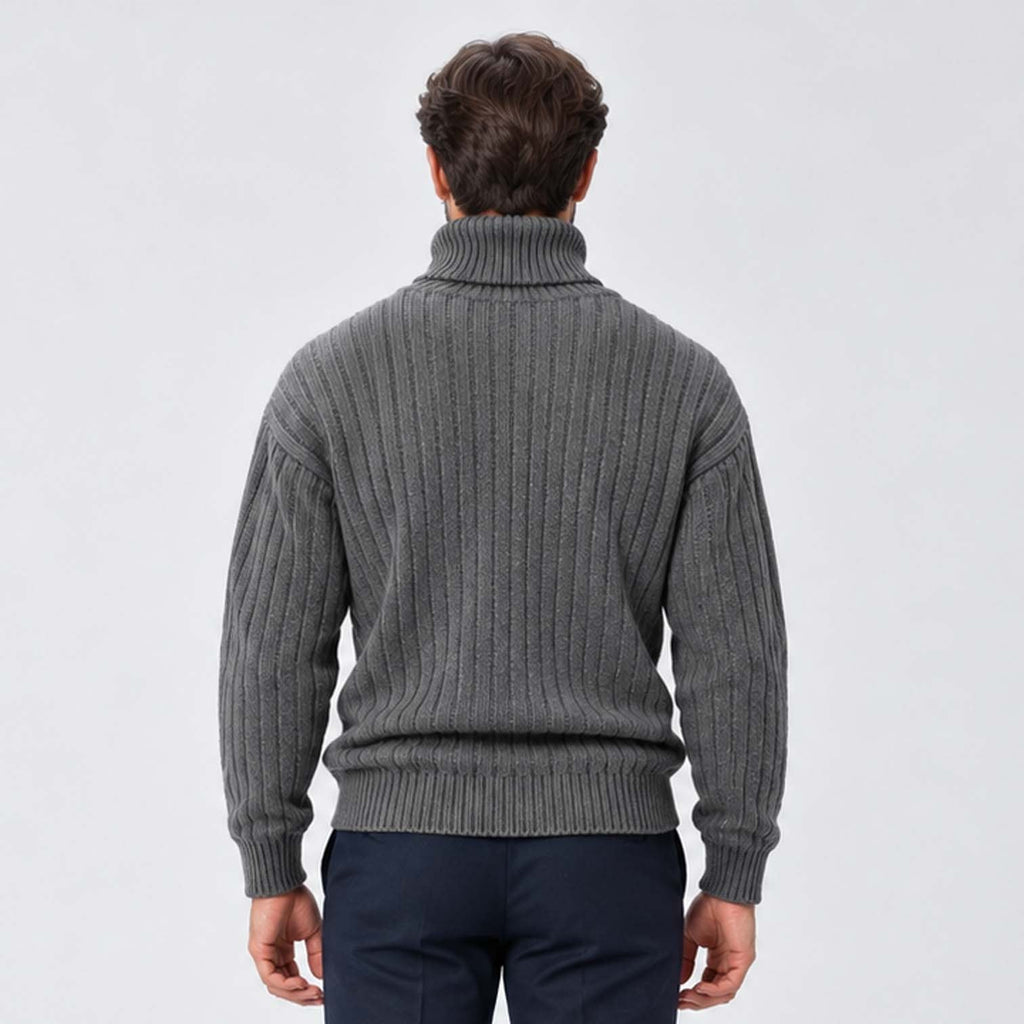 Isaac | Classic Ribbed Roll Neck Mens Knit Jumper