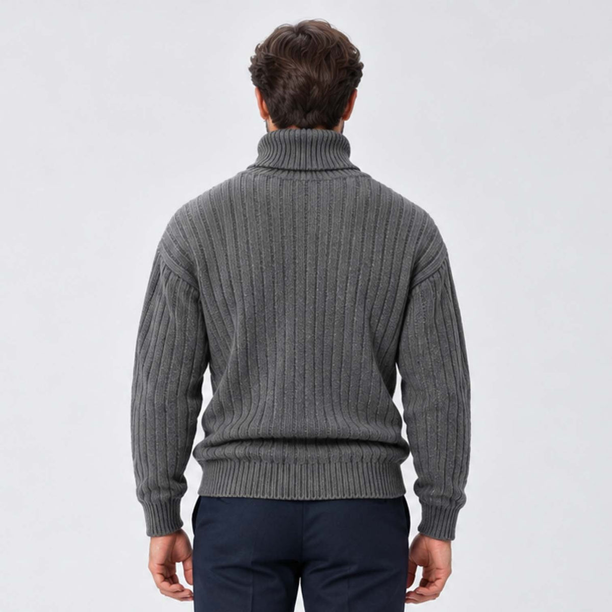 Isaac | Classic Ribbed Roll Neck Mens Knit Jumper
