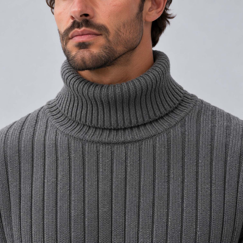 Isaac | Classic Ribbed Roll Neck Mens Knit Jumper