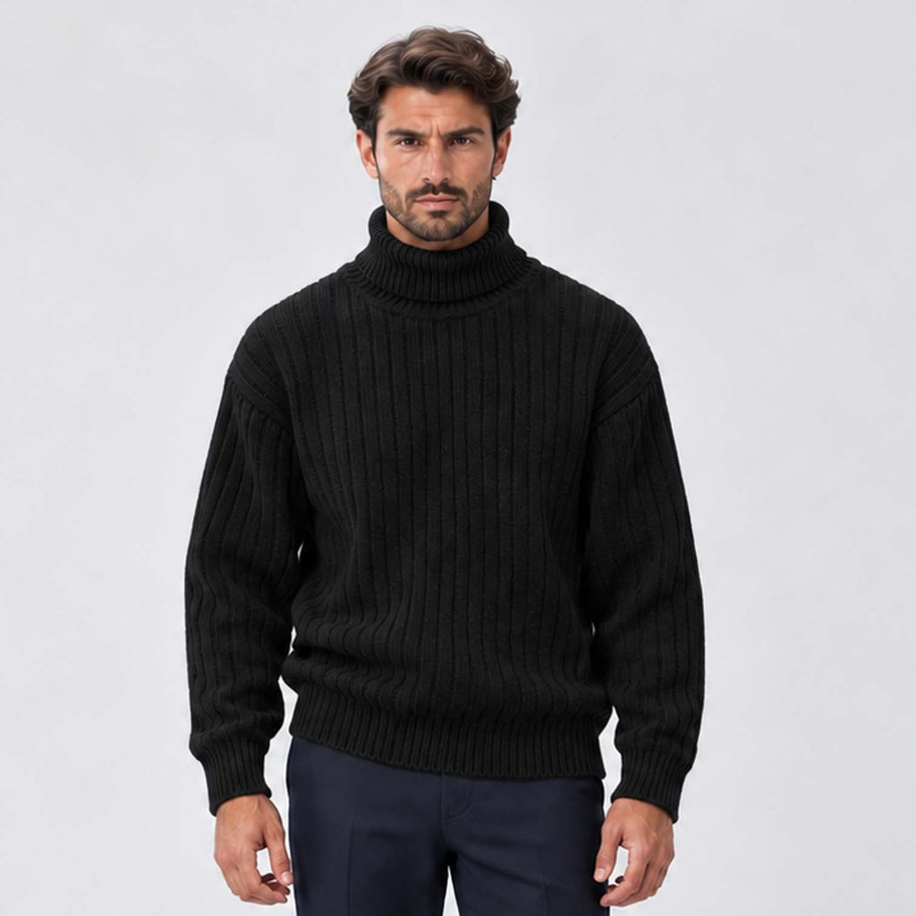 Isaac | Classic Ribbed Roll Neck Mens Knit Jumper
