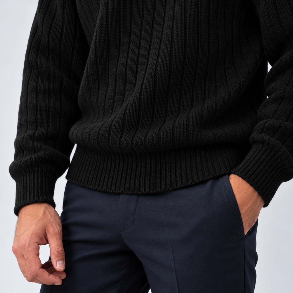Isaac | Classic Ribbed Roll Neck Mens Knit Jumper