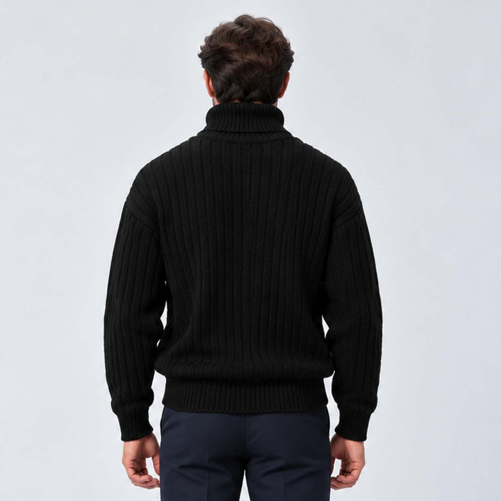 Isaac | Classic Ribbed Roll Neck Mens Knit Jumper