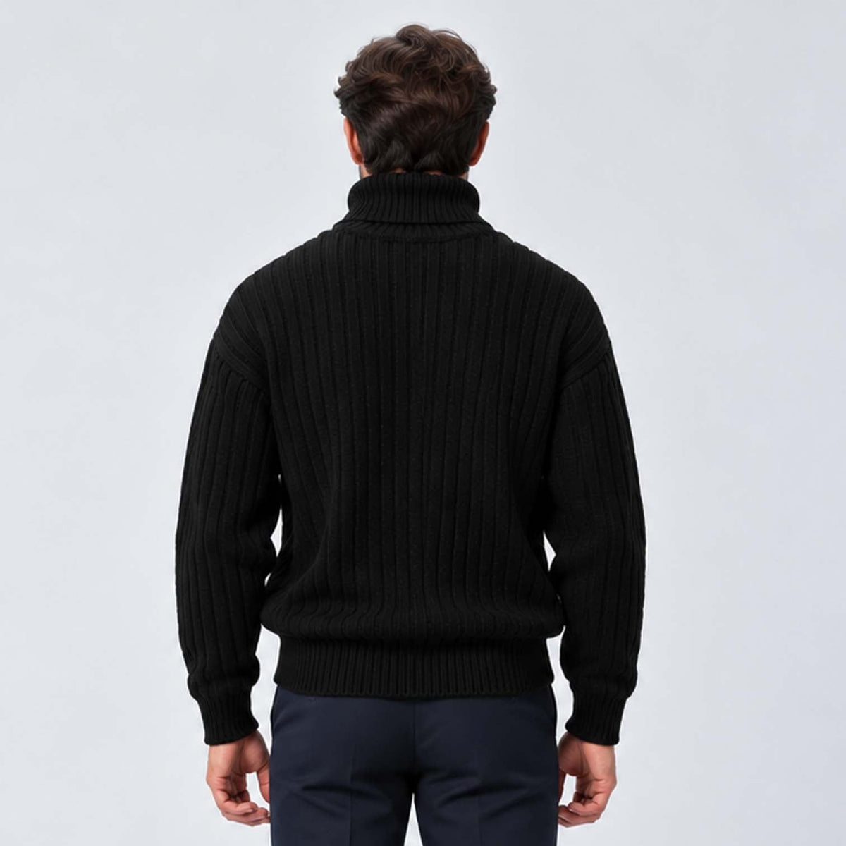 Isaac | Classic Ribbed Roll Neck Mens Knit Jumper