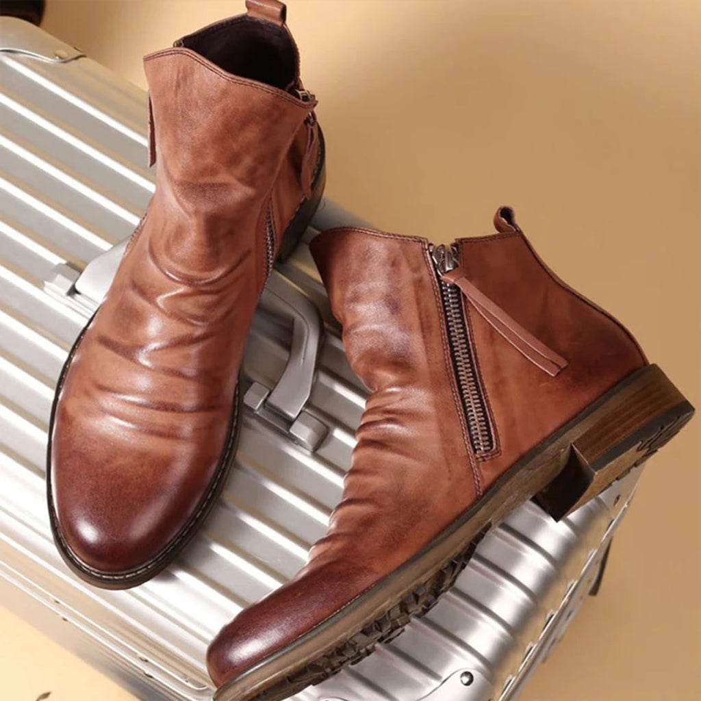 Isaac | Cosy Slouch-Style Mens Boots with Side Zip