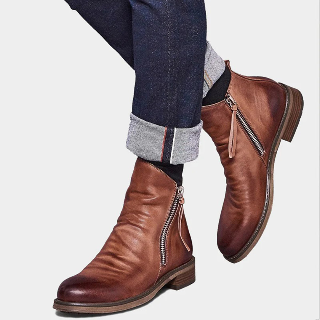 Isaac | Cosy Slouch-Style Mens Boots with Side Zip