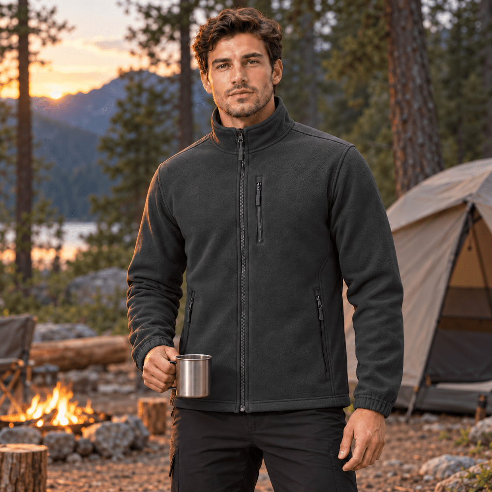Isaac | Full Zip Stand Collar Mens Fleece Jacket