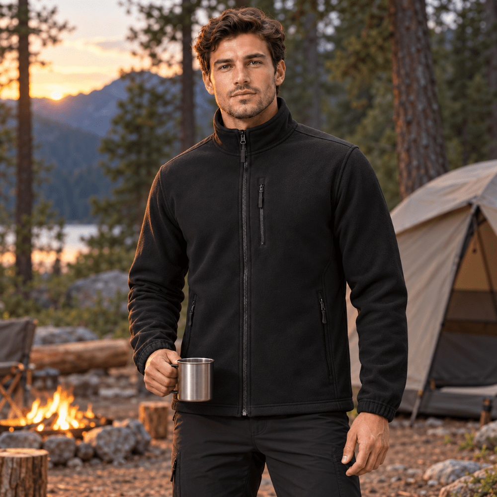 Isaac | Full Zip Stand Collar Mens Fleece Jacket