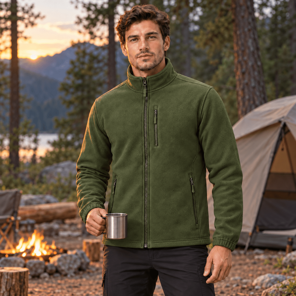 Isaac | Full Zip Stand Collar Mens Fleece Jacket