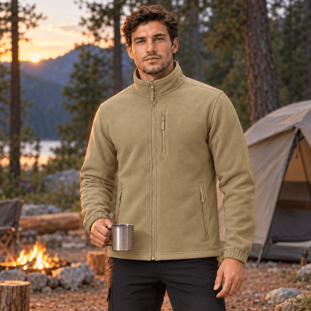 Isaac | Full Zip Stand Collar Mens Fleece Jacket
