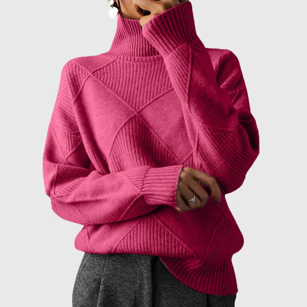 Isabella | Chic Ribbed Roll Neck Womens Knit Jumper