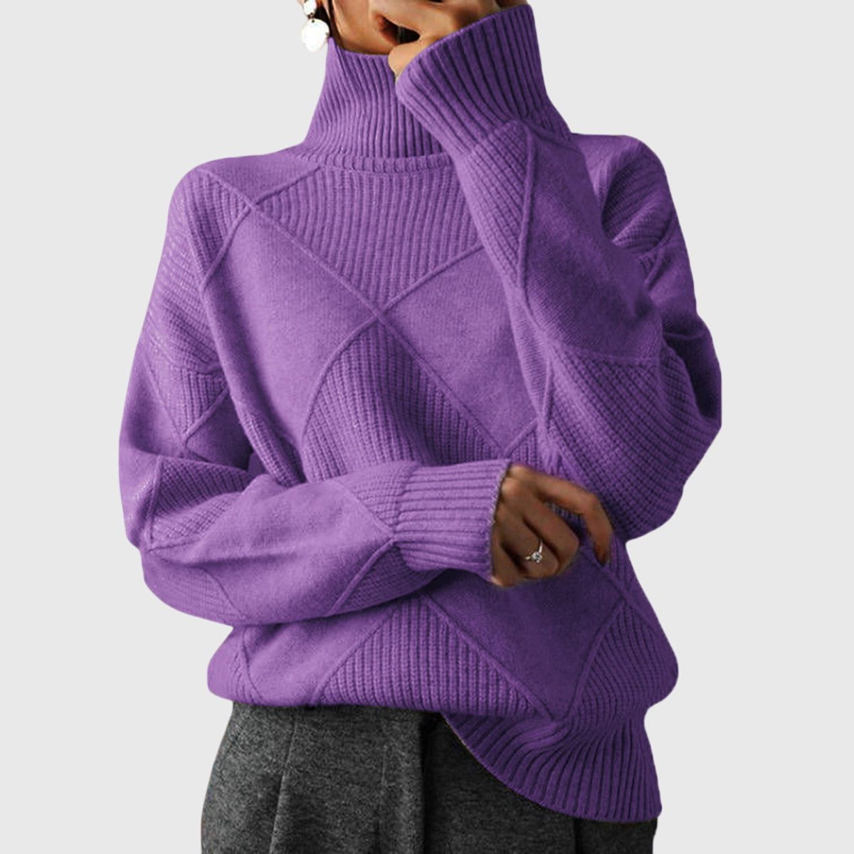 Isabella | Chic Ribbed Roll Neck Womens Knit Jumper
