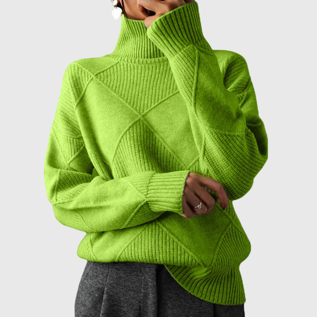 Isabella | Chic Ribbed Roll Neck Womens Knit Jumper