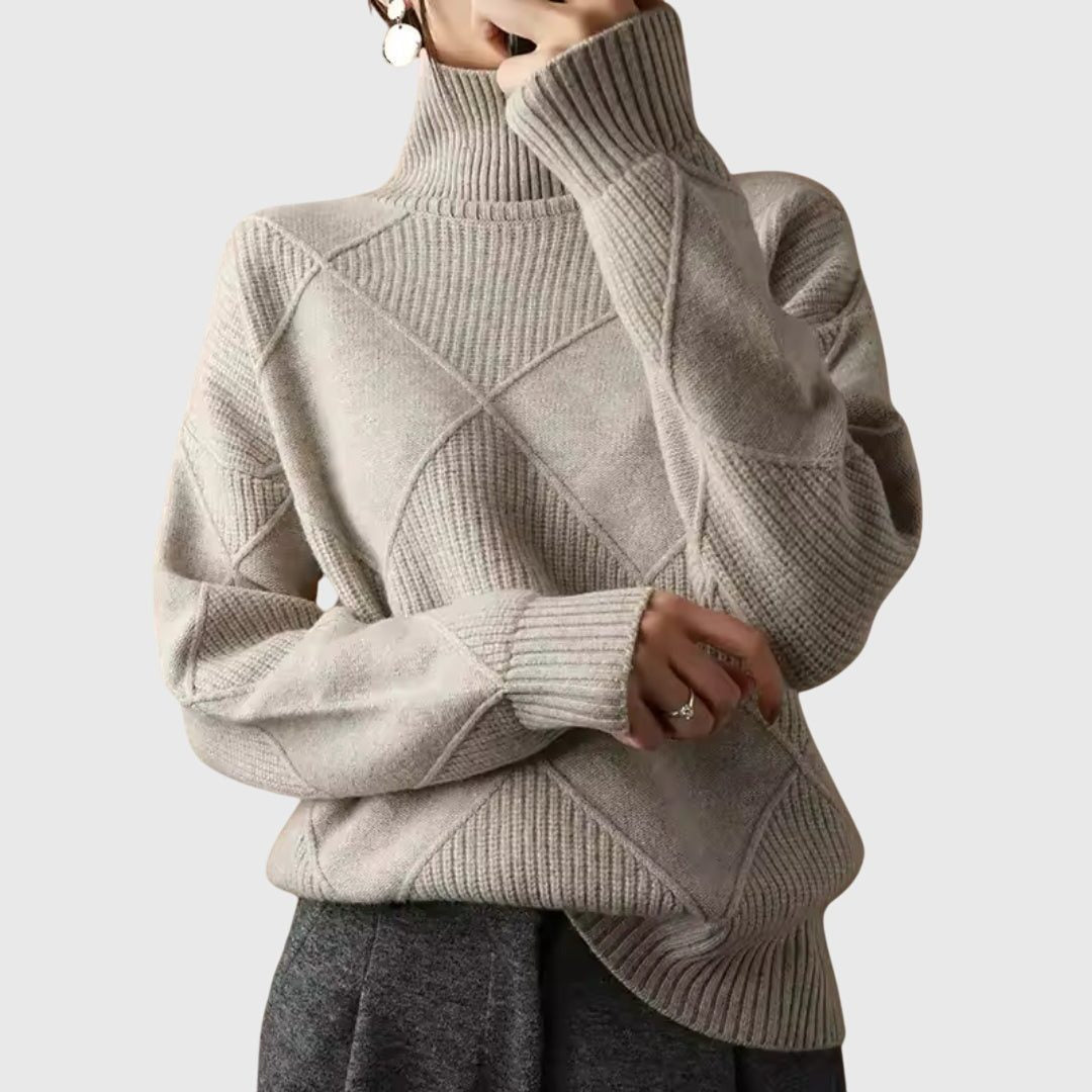 Isabella | Chic Ribbed Roll Neck Womens Knit Jumper