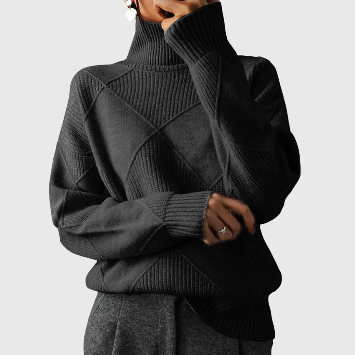 Isabella | Chic Ribbed Roll Neck Womens Knit Jumper