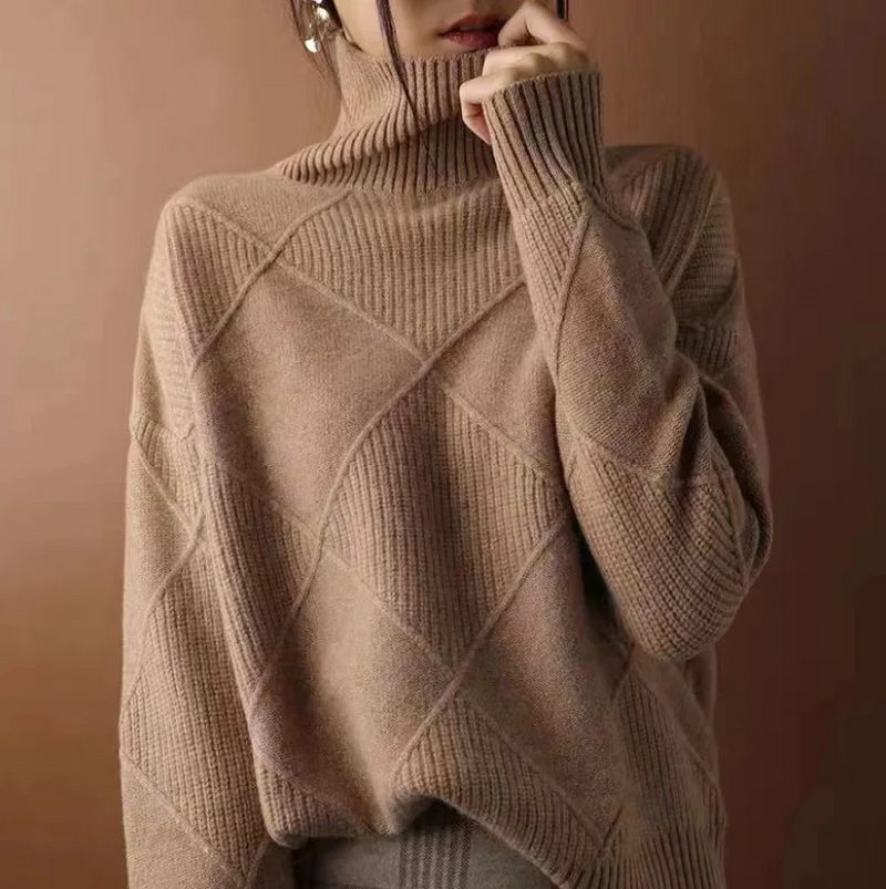 Isabella | Chic Ribbed Roll Neck Womens Knit Jumper