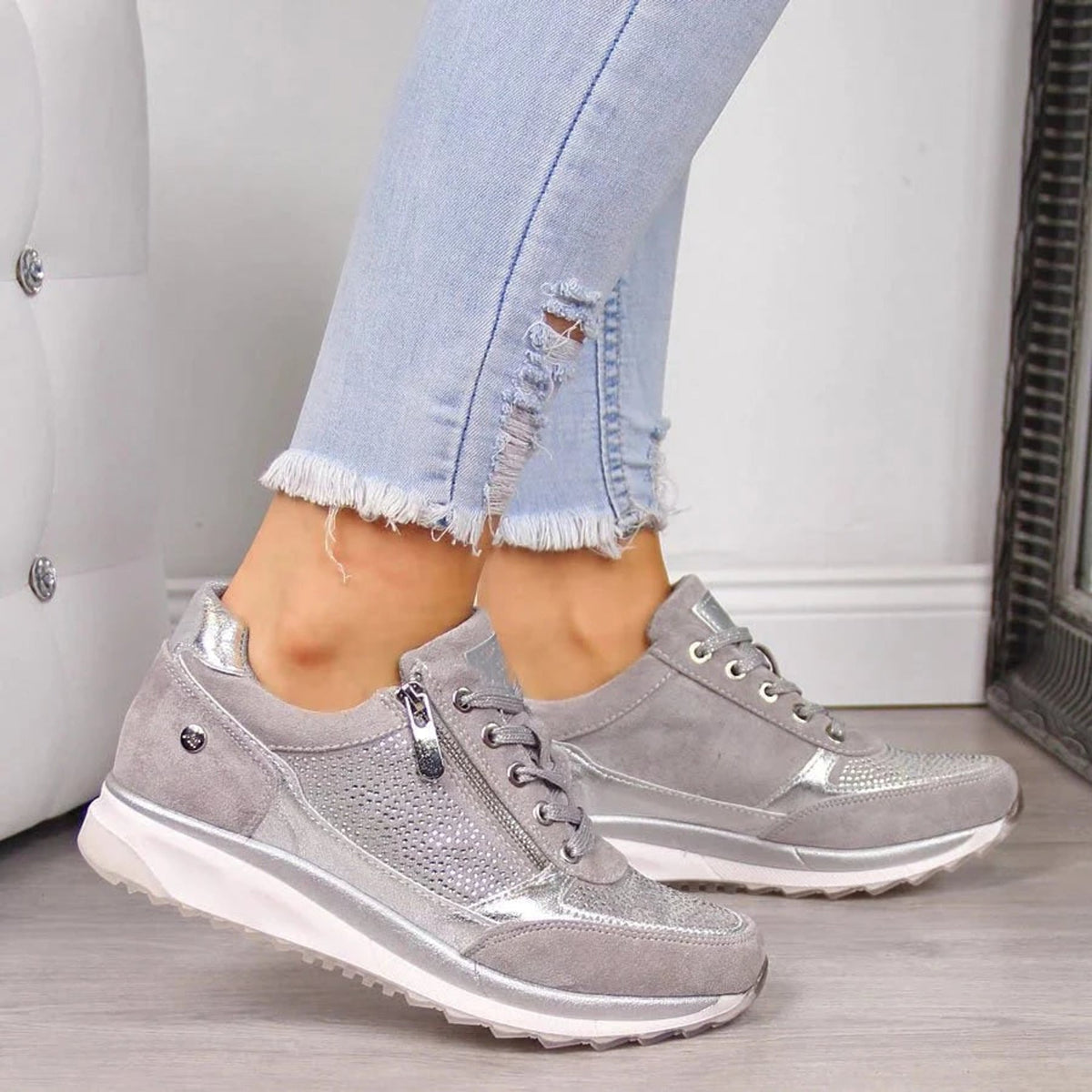 Isabella | Lace-Up Side Zip Orthopedic Shoes