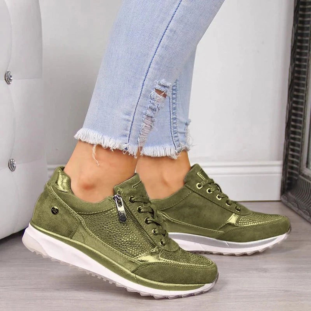 Isabella | Lace-Up Side Zip Orthopedic Shoes