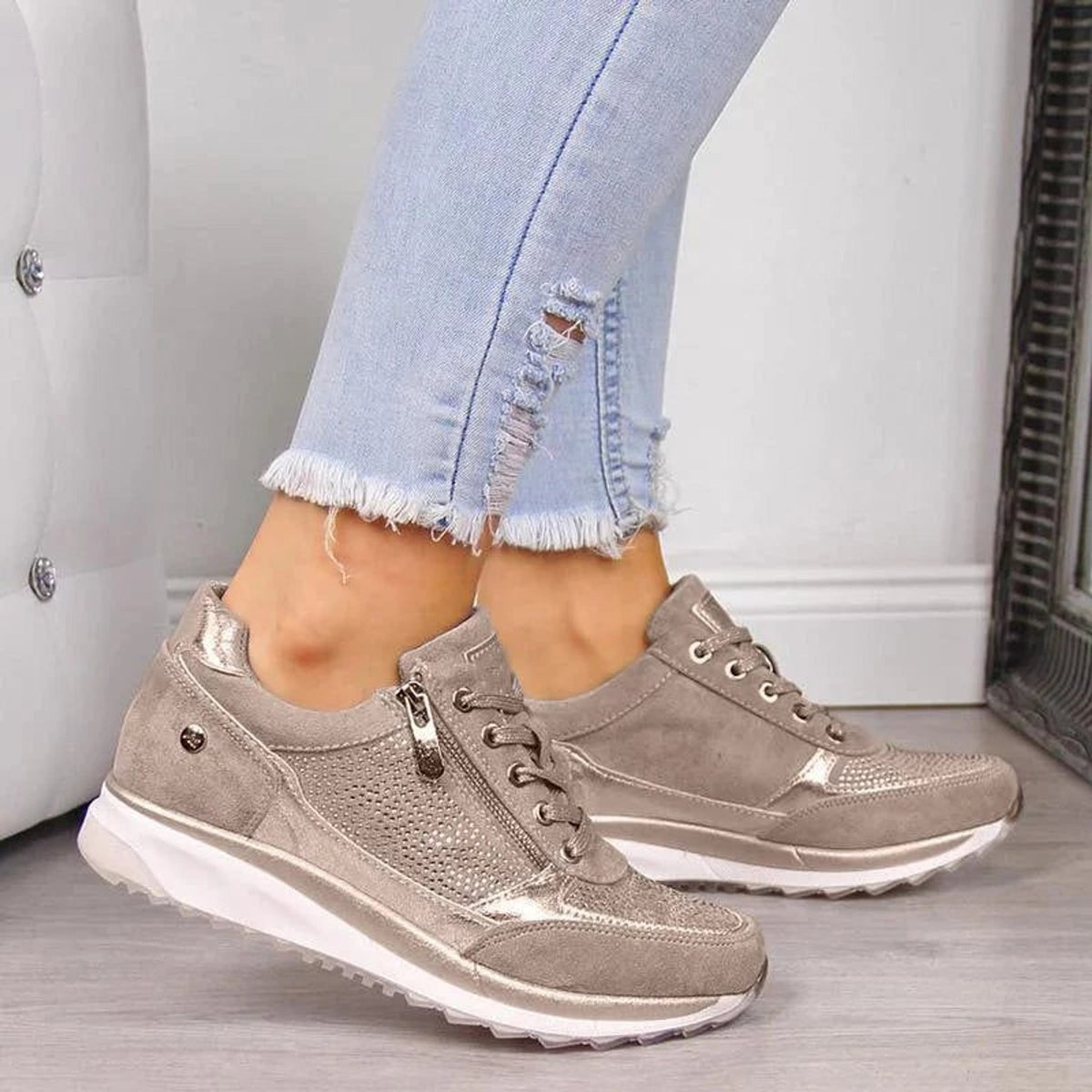 Isabella | Lace-Up Side Zip Orthopedic Shoes
