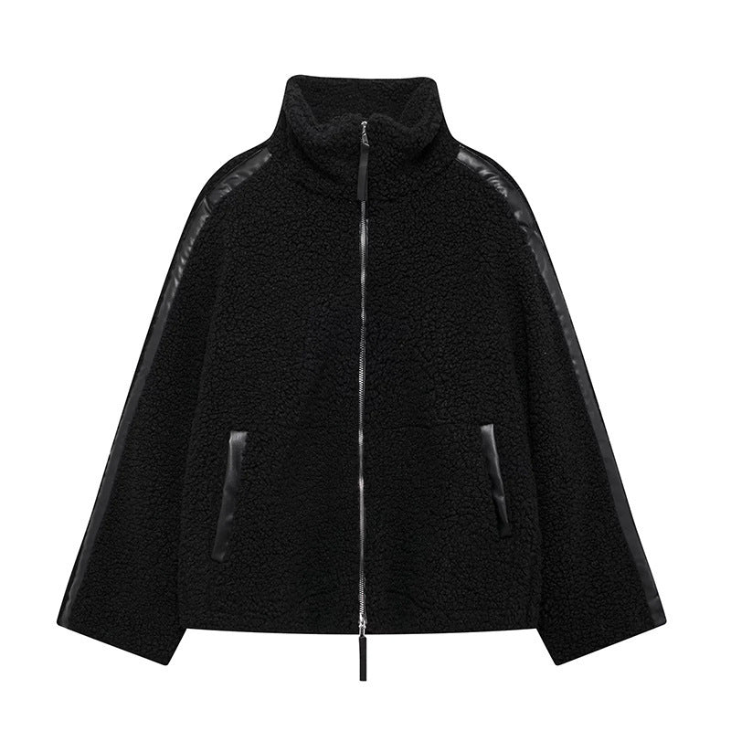 Isabella | Polished Zip-Up Fleece Jacket with Stripe Trim