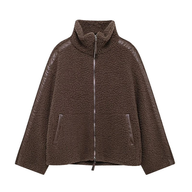 Isabella | Polished Zip-Up Fleece Jacket with Stripe Trim