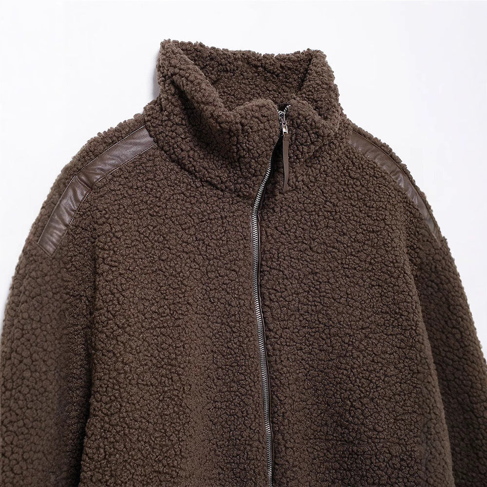 Isabella | Polished Zip-Up Fleece Jacket with Stripe Trim