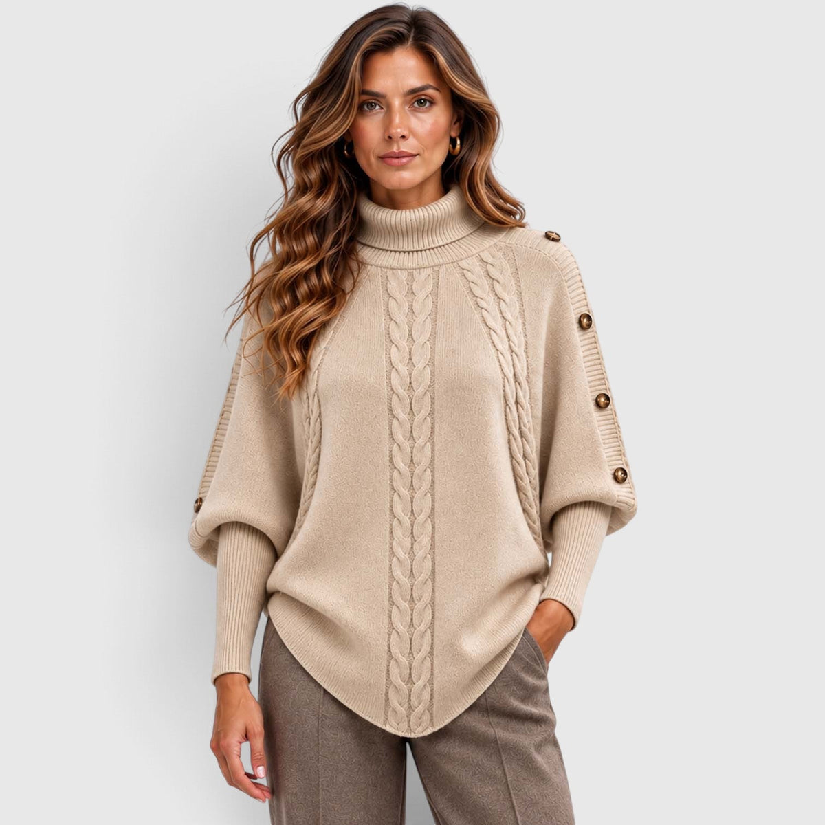 Isabelle | Cable Roll Neck Womens Knit Jumper