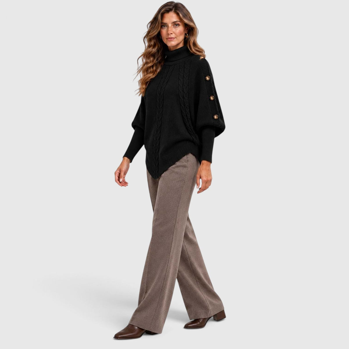 Isabelle | Cable Roll Neck Womens Knit Jumper