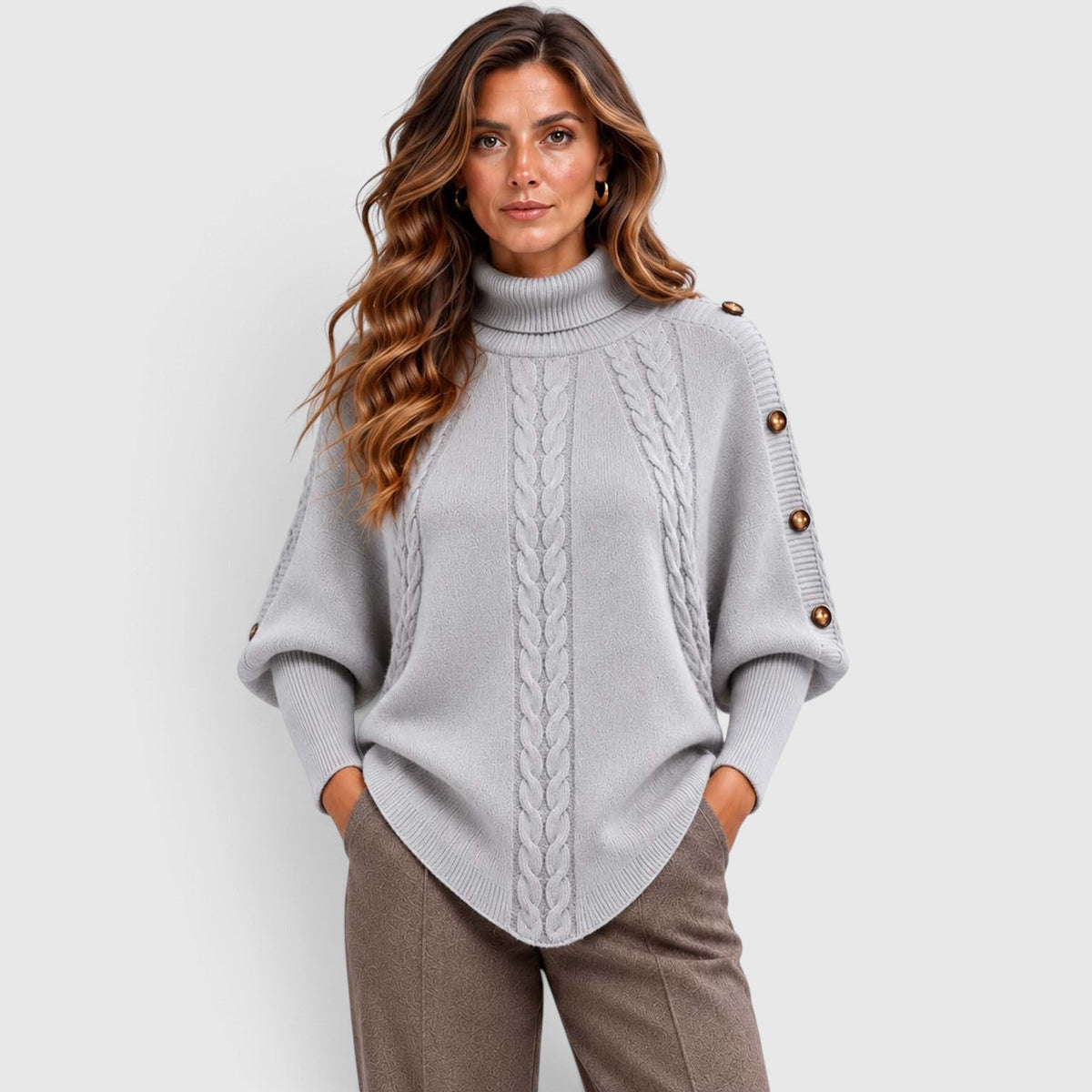 Isabelle | Cable Roll Neck Womens Knit Jumper