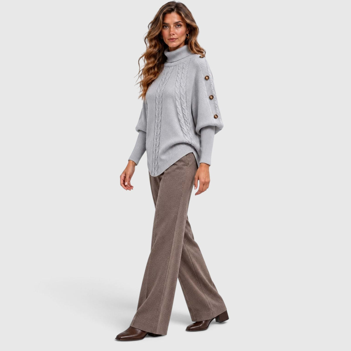 Isabelle | Cable Roll Neck Womens Knit Jumper