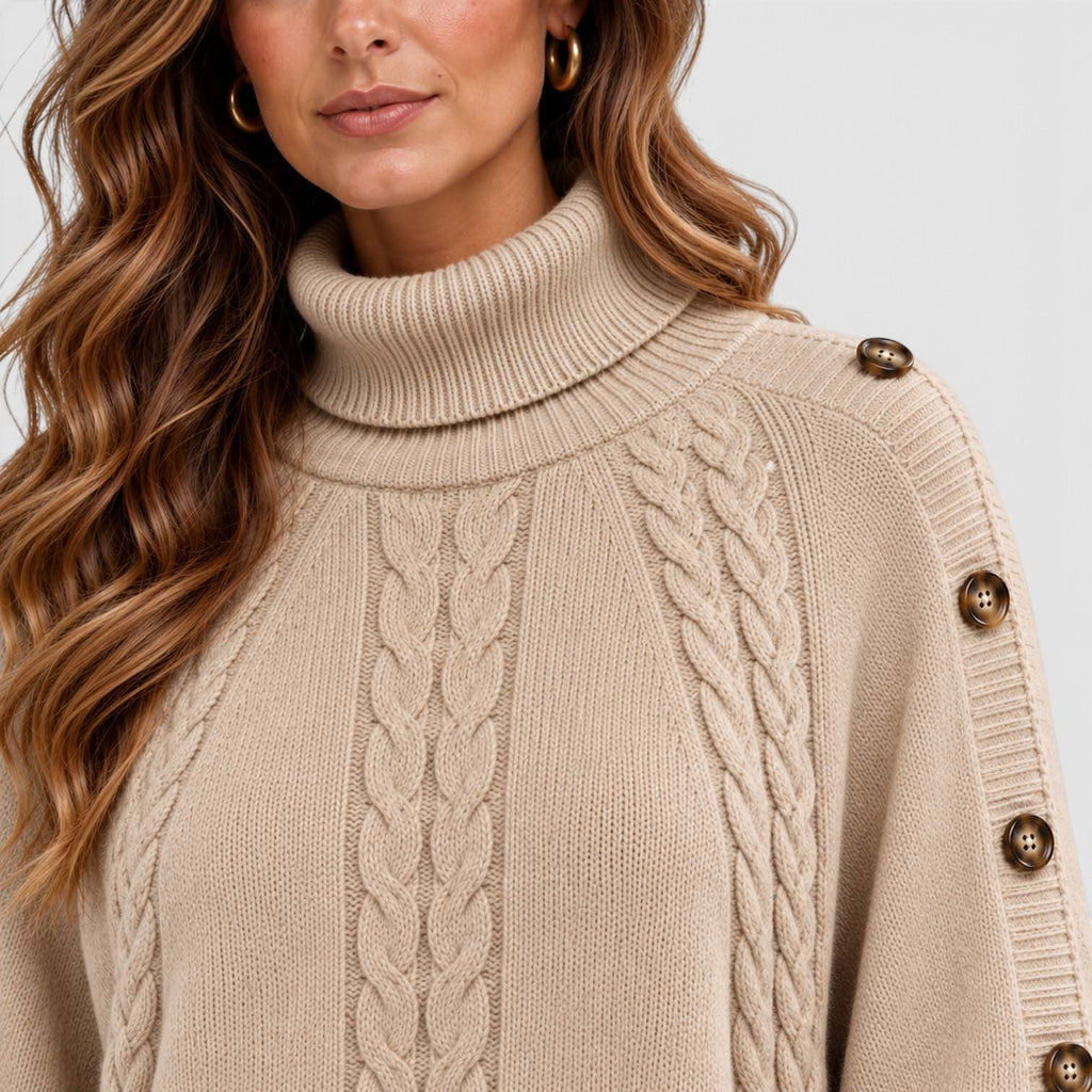 Isabelle | Cable Roll Neck Womens Knit Jumper