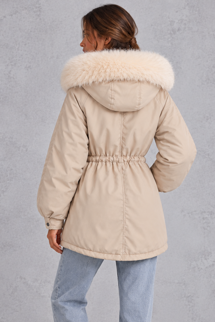 Isabelle | Refined Hooded Faux Fur Coat with Drawstring Waist