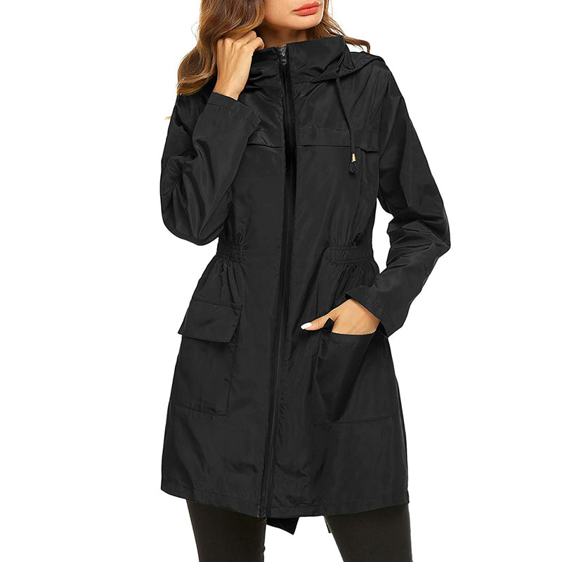 Isabelle | Stylish Hooded Waterproof Jacket with Cinched Waist