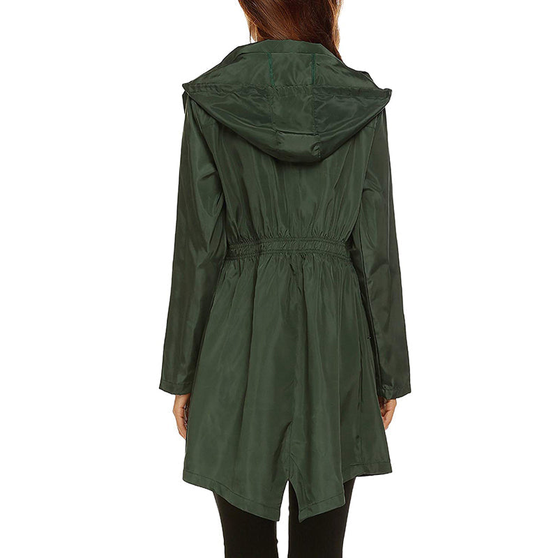 Isabelle | Stylish Hooded Waterproof Jacket with Cinched Waist