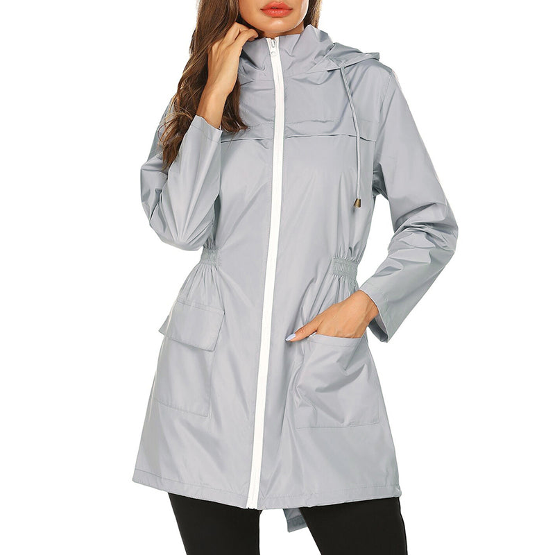 Isabelle | Stylish Hooded Waterproof Jacket with Cinched Waist