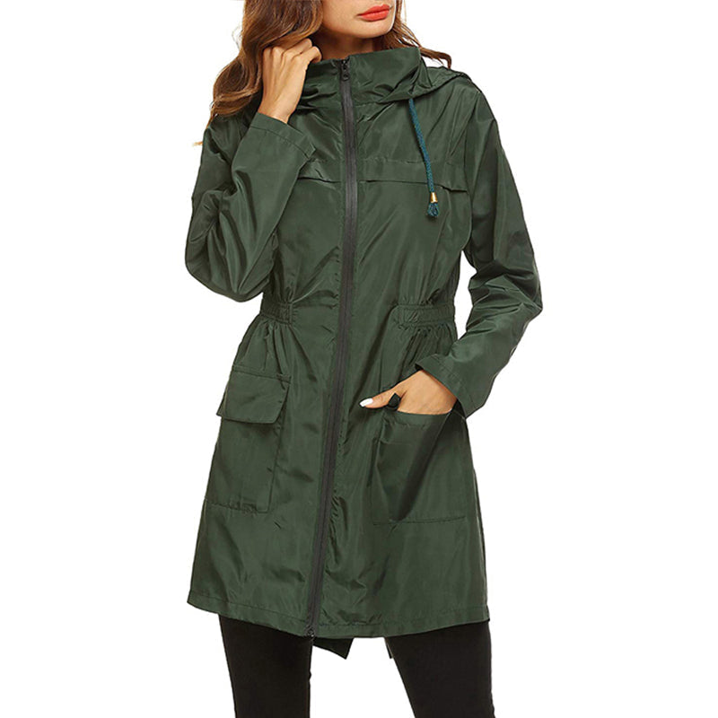 Isabelle | Stylish Hooded Waterproof Jacket with Cinched Waist