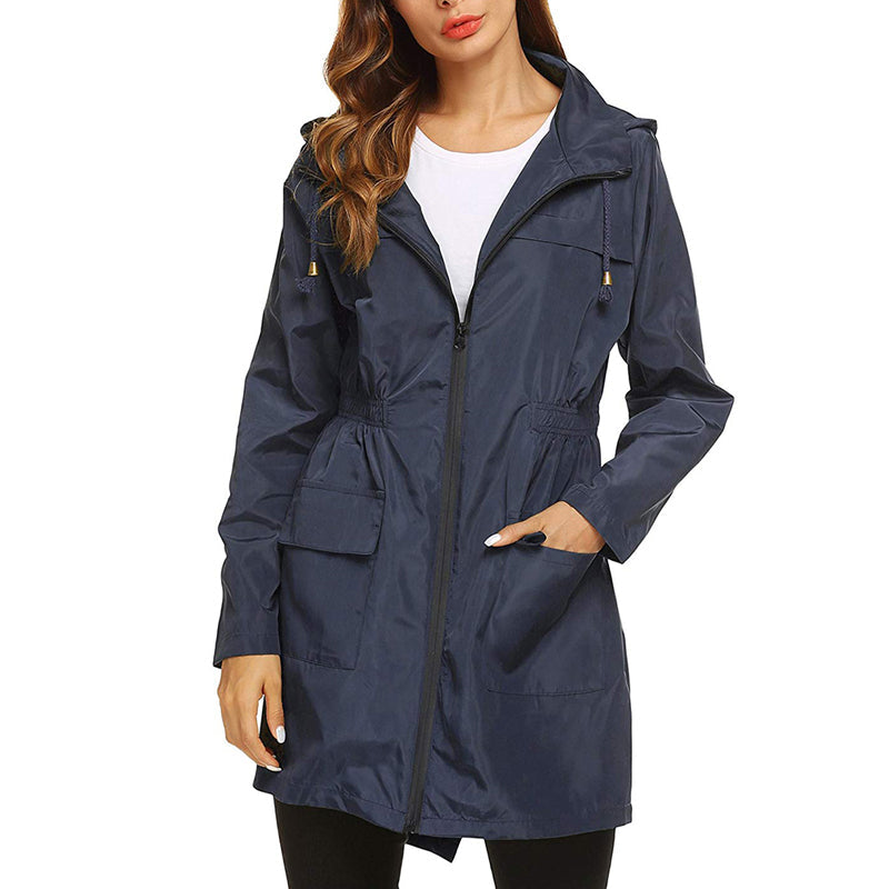 Isabelle | Stylish Hooded Waterproof Jacket with Cinched Waist