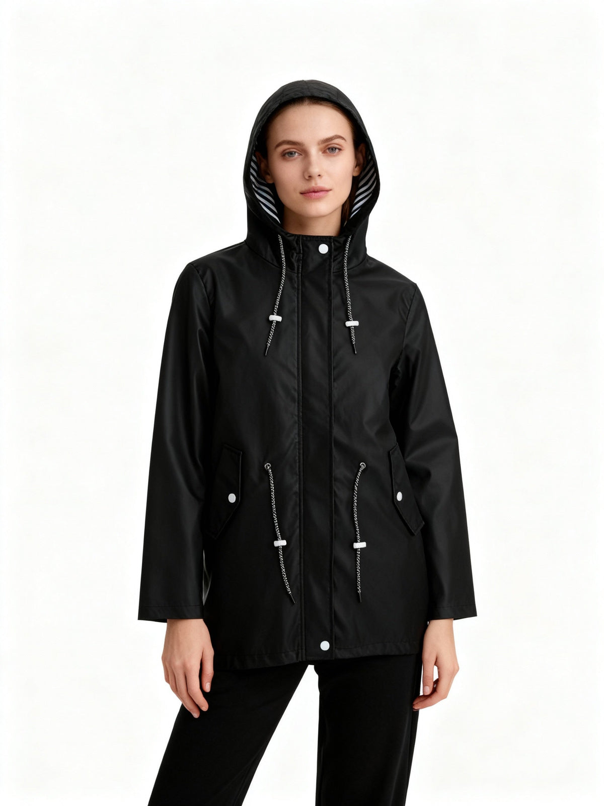 Isabelle | Stylish Hooded Waterproof Jacket with Drawstring Detail