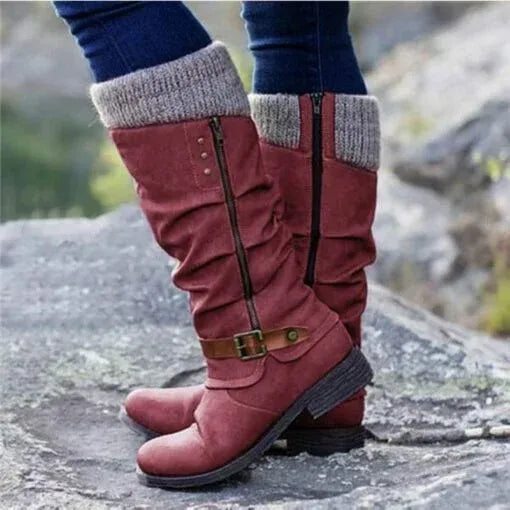 Isla | Cosy Knit-Cuff Knee-High Snow Boots