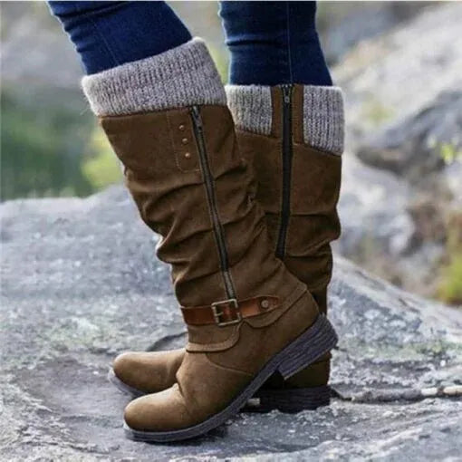 Isla | Cosy Knit-Cuff Knee-High Snow Boots