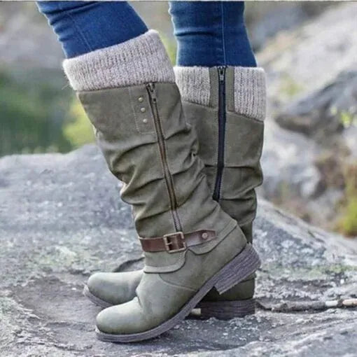 Isla | Cosy Knit-Cuff Knee-High Snow Boots